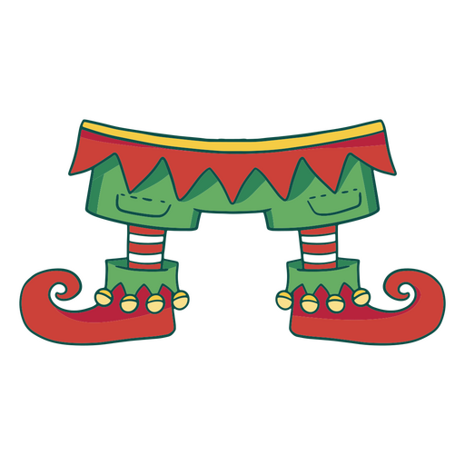 Pair of green elf pants and red shoes PNG Design