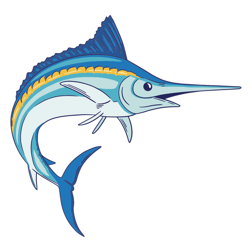 Peixe marlin azul nadando Desenho PNG