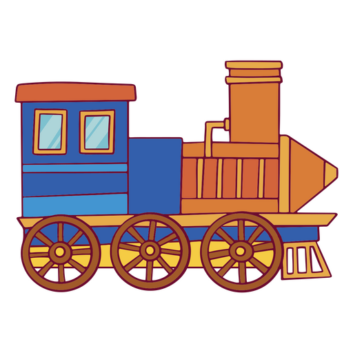 Trem de desenho animado azul e laranja Desenho PNG