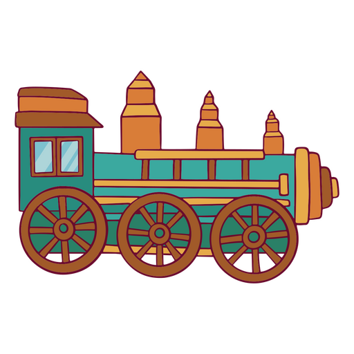 Trem de desenho animado verde e laranja Desenho PNG