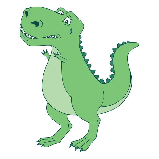Dinosaurio t-rex verde preocupado Diseño PNG