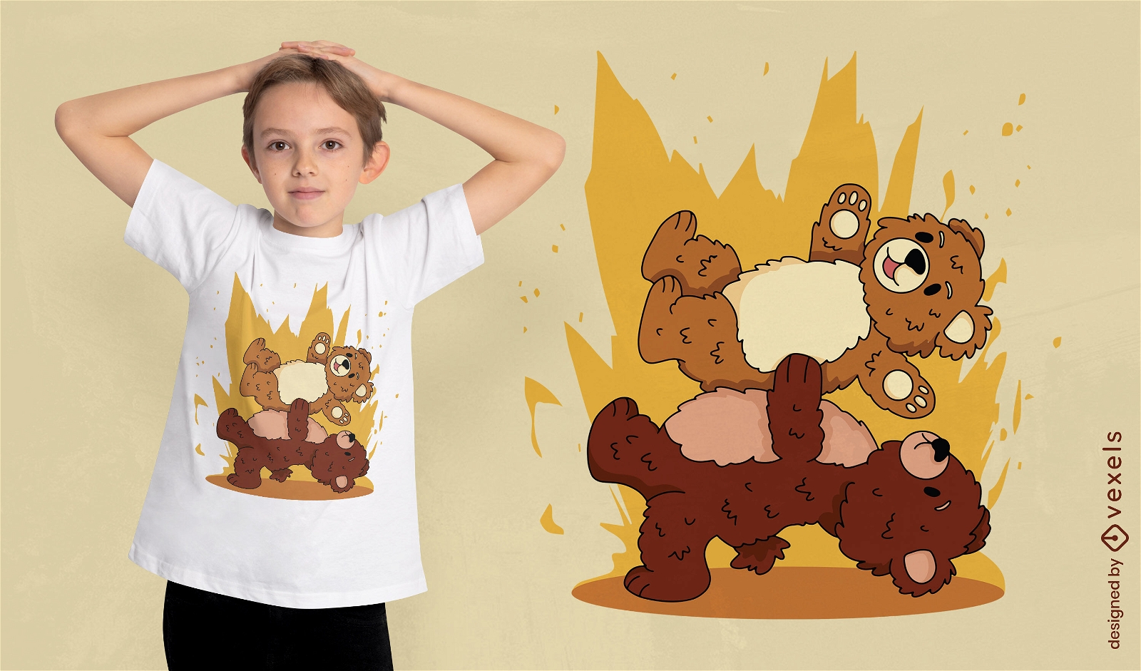 Teddy bears wrestling t-shirt design
