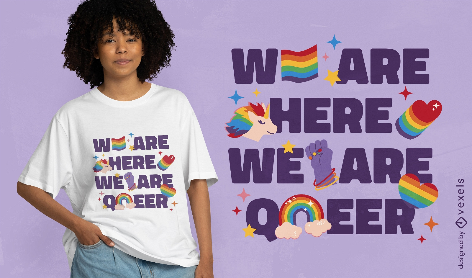 Design de camiseta com cita??o de arco-?ris queer