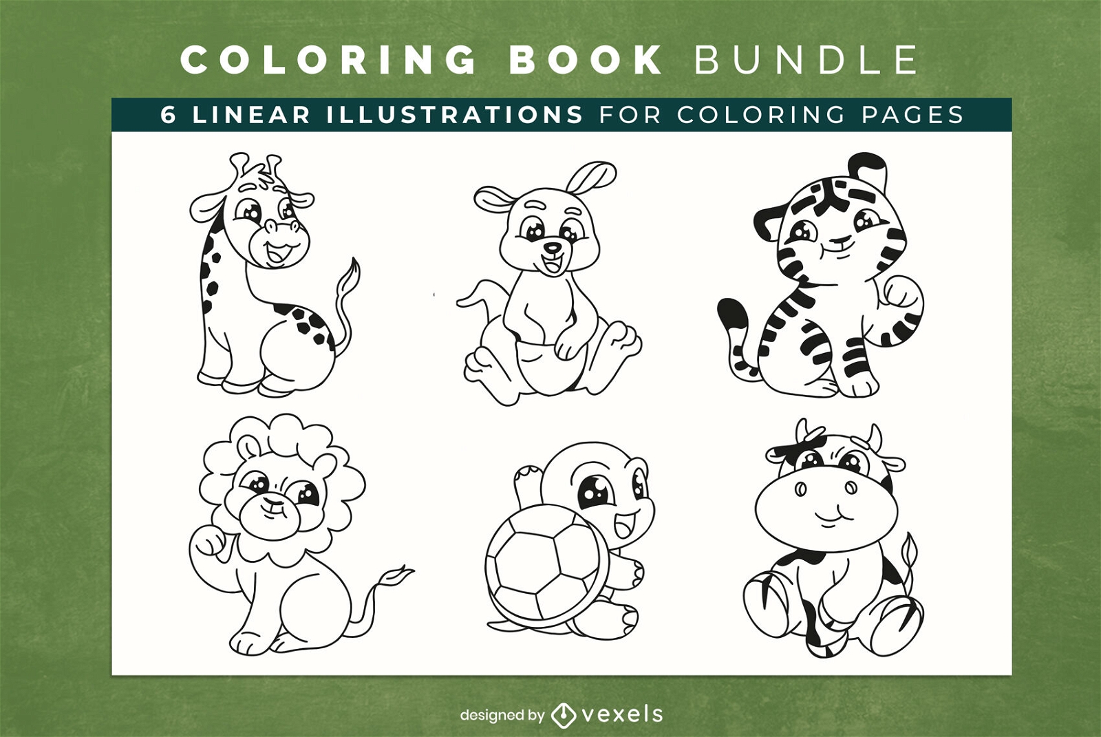 Cute cartoon animals coloring book design pages