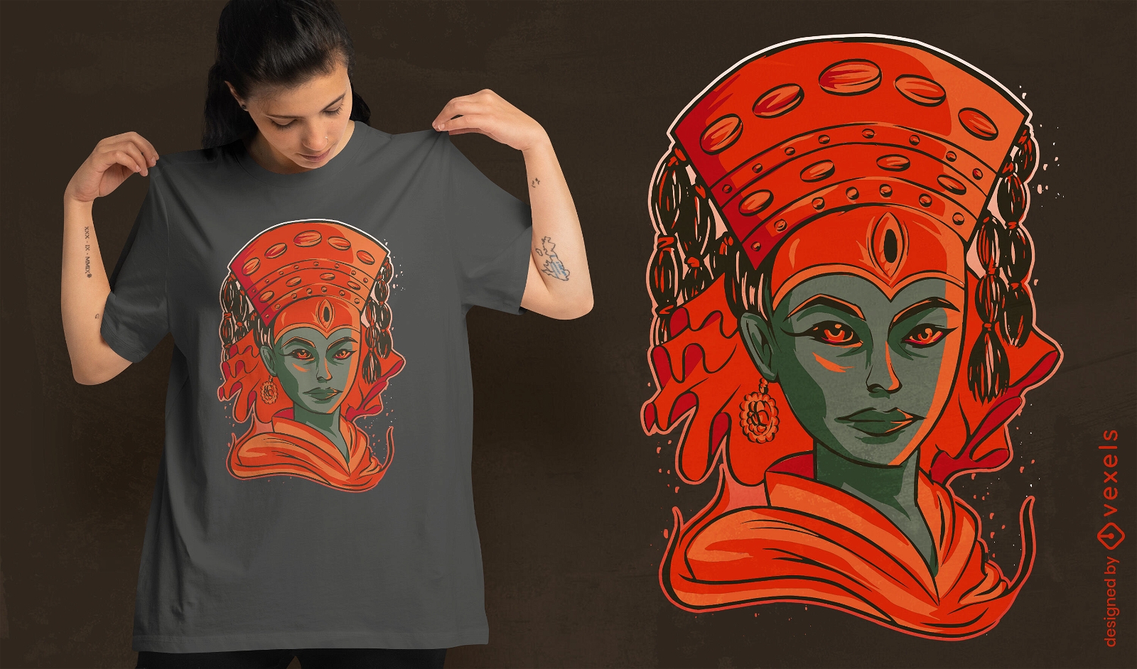 Design de camiseta com ilustra??o da deusa Kumari