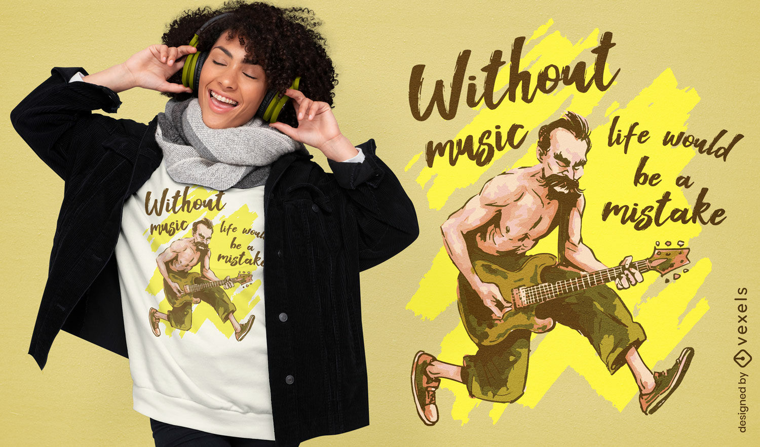 Diseño de camiseta de Nietzsche tocando la guitarra.