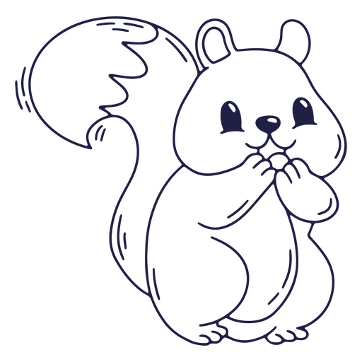 Black and white drawing of a squirrel PNG Design