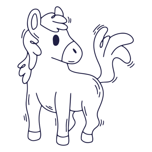 Black and white drawing of a horse PNG Design