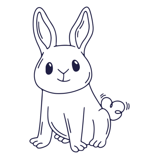 Drawing of a bunny sitting line art PNG Design