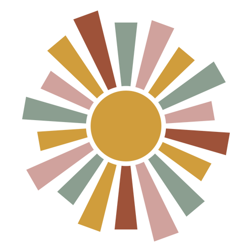 Sol con rayos en un círculo Diseño PNG