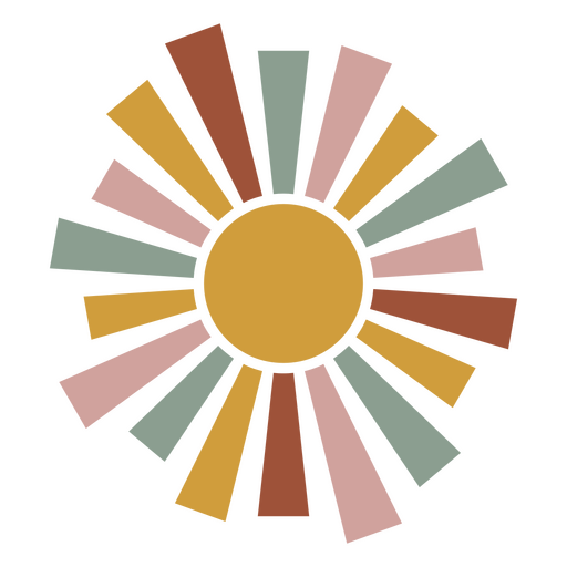 Sonne mit Strahlen im Kreis PNG-Design