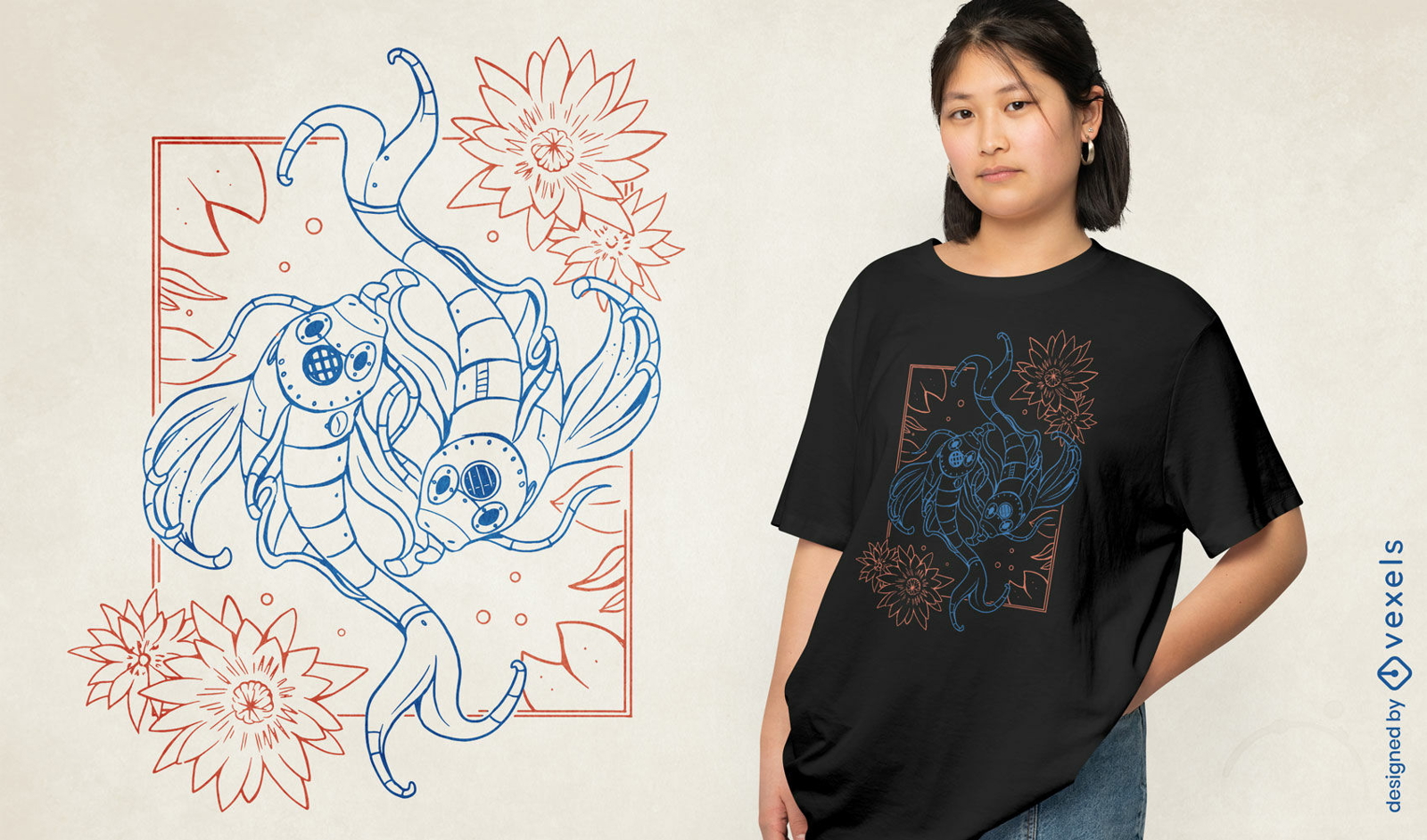 Design de camiseta de astrologia steampunk de Peixes