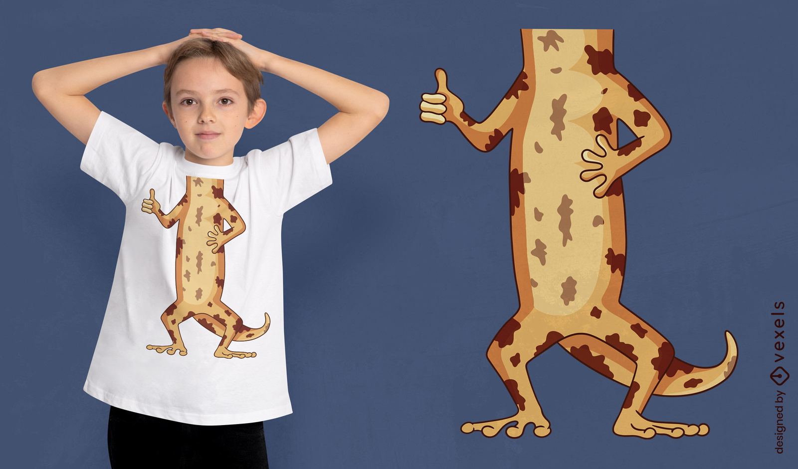 Gecko-Körper-T-Shirt-Design mit Haube