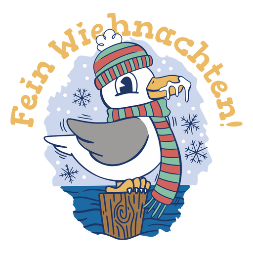 Möwe mit Wintermütze und Schal PNG-Design