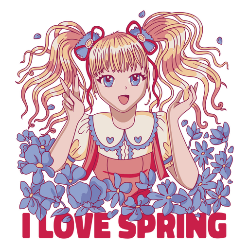 Eu amo garota de anime de primavera Desenho PNG
