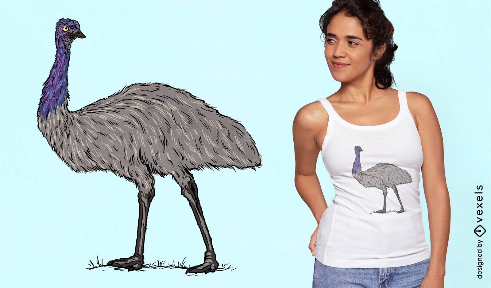 Design de camiseta de pássaro emu