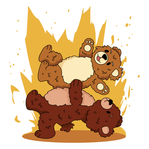Two teddy bears fighting PNG Design