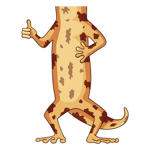 Gecko de dibujos animados con un pulgar hacia arriba Diseño PNG