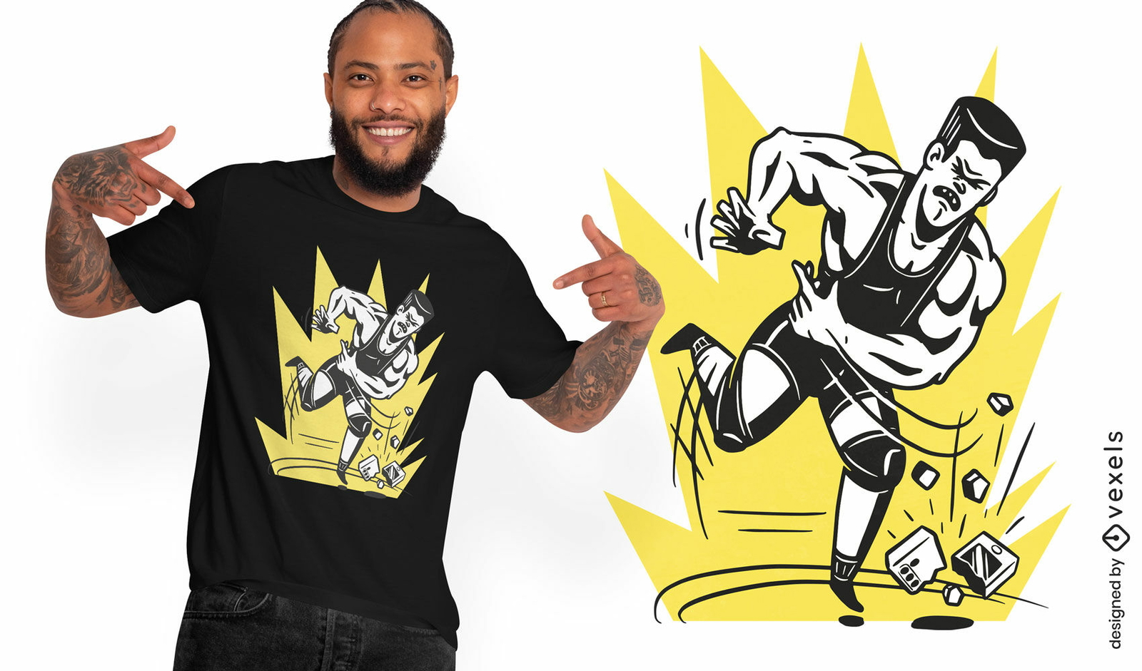 Wütendes Wrestler-T-Shirt-Design