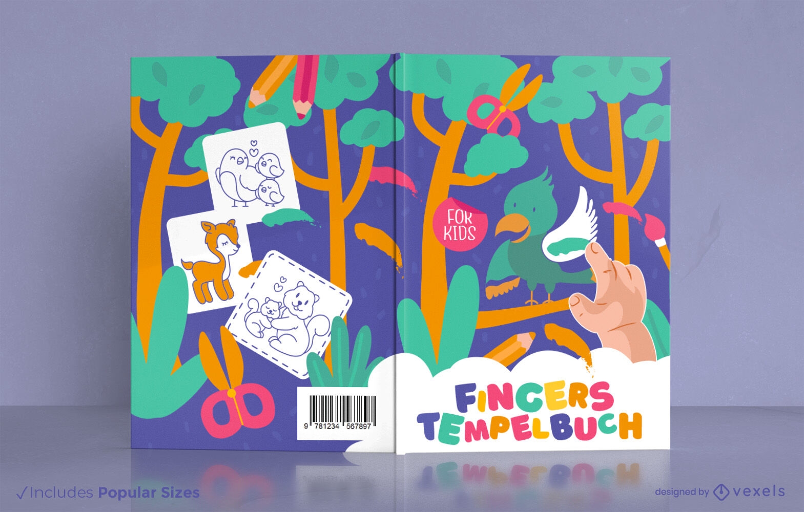Waldtiere Kinder Malbuch-Cover-Design