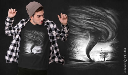 Realistic tornado storm t-shirt design