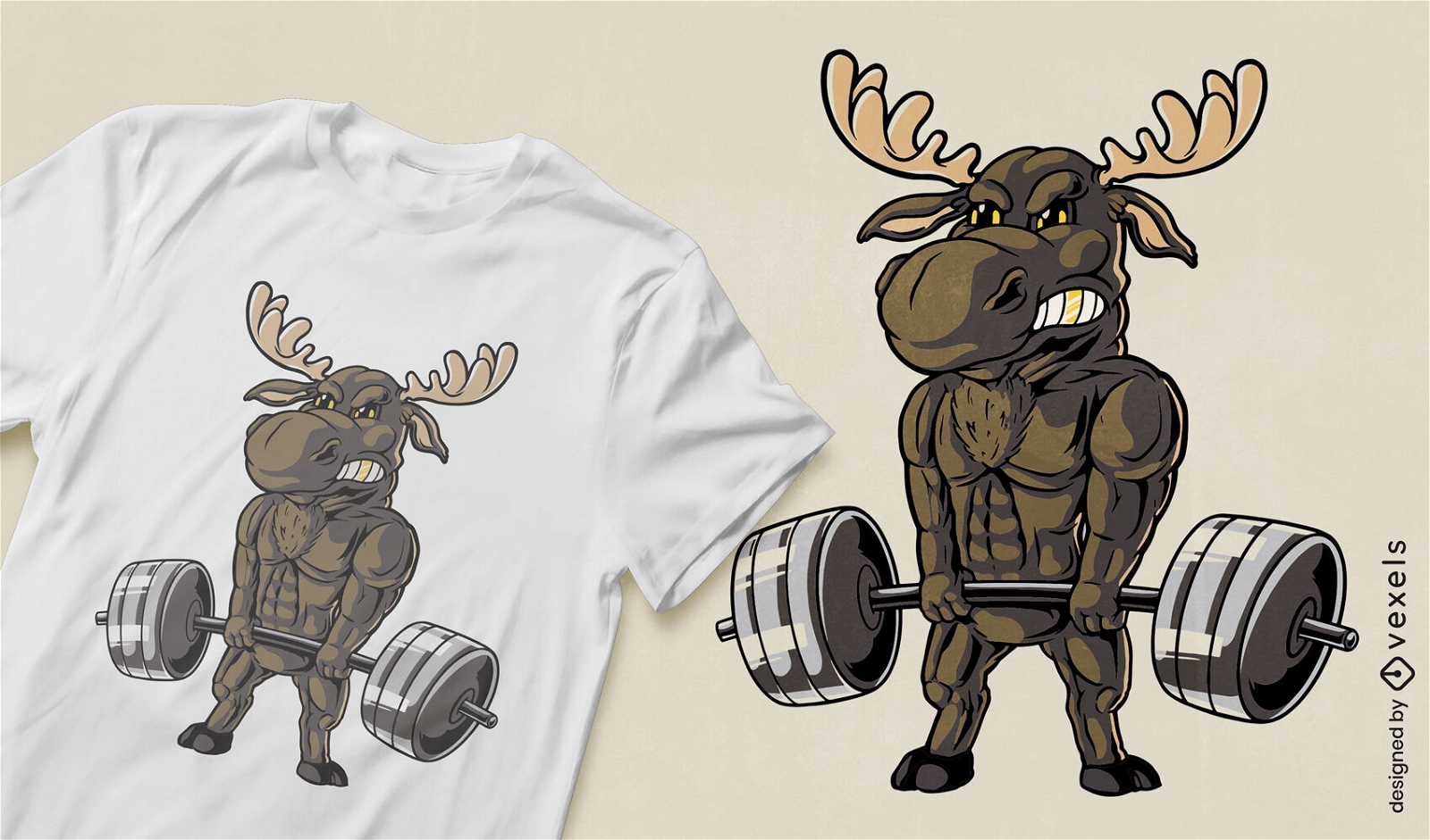Muscular moose t-shirt design