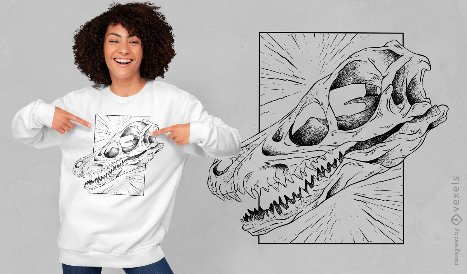 Velociraptor skull t-shirt design 