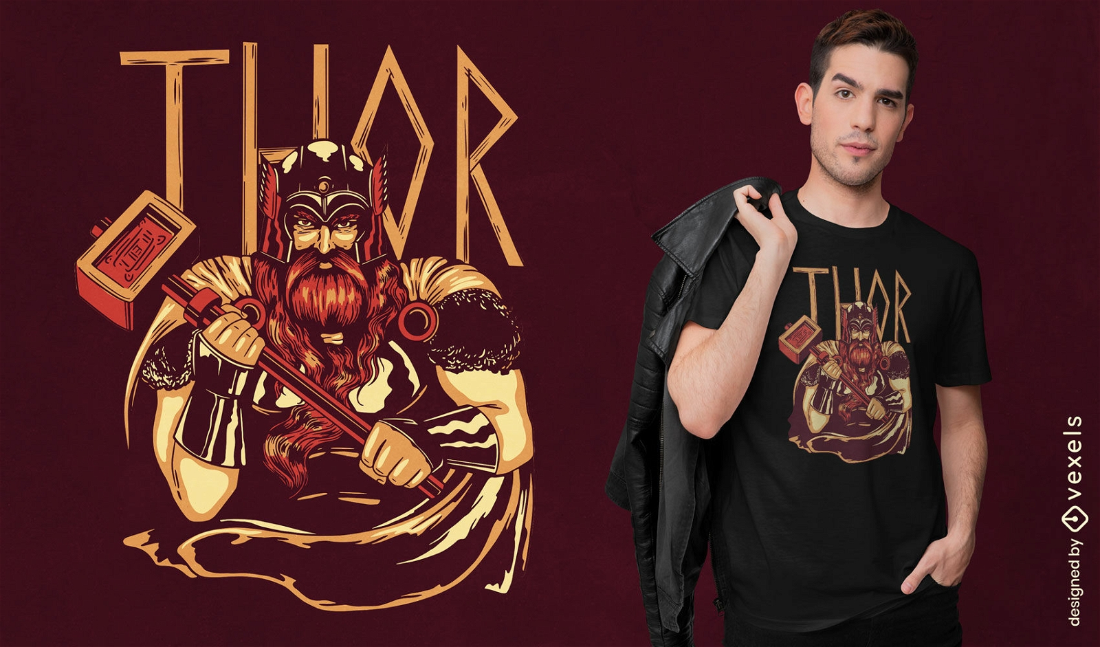 Diseño de camiseta de la mitología de Thor
