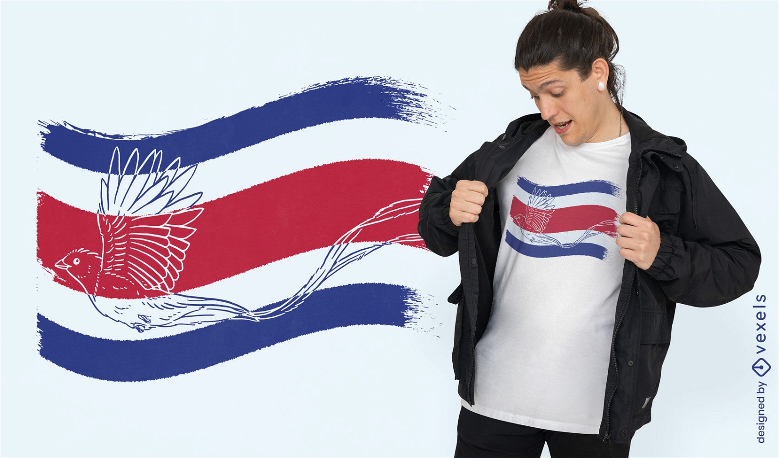 Costa Rica Quetzal-Flaggen-T-Shirt-Design