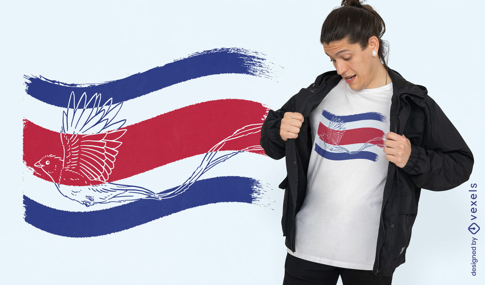 Design de camiseta com bandeira de quetzal da Costa Rica