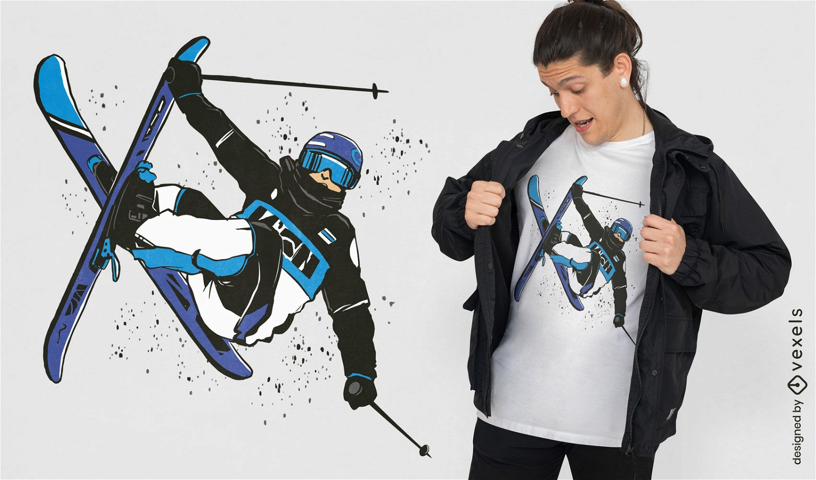 Skifahrer-Kork-Trick-T-Shirt-Design