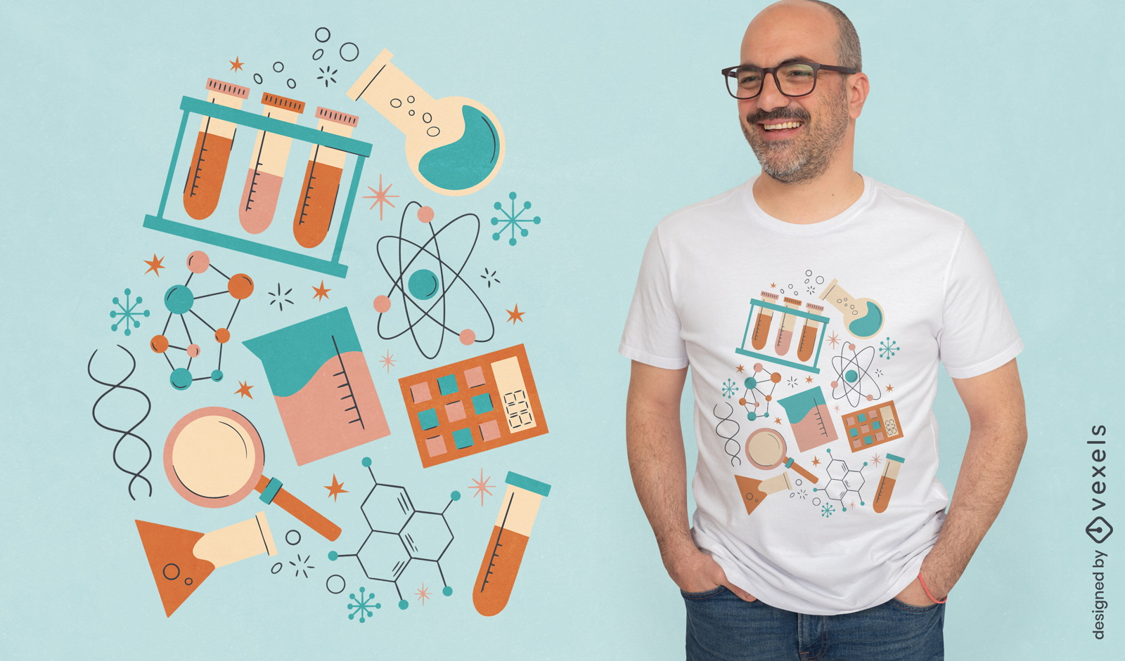 Design de camiseta de educação de elementos científicos