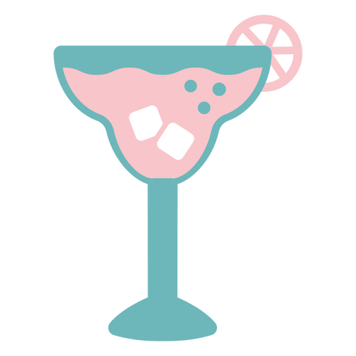 Copa Margarita con cubitos de hielo y una rodaja de limón Diseño PNG