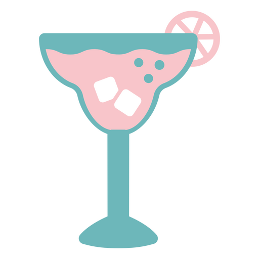 Copo Margarita com cubos de gelo e uma fatia de limão Desenho PNG