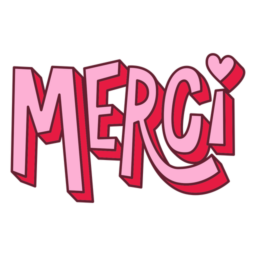 A palavra merci em rosa com coração Desenho PNG