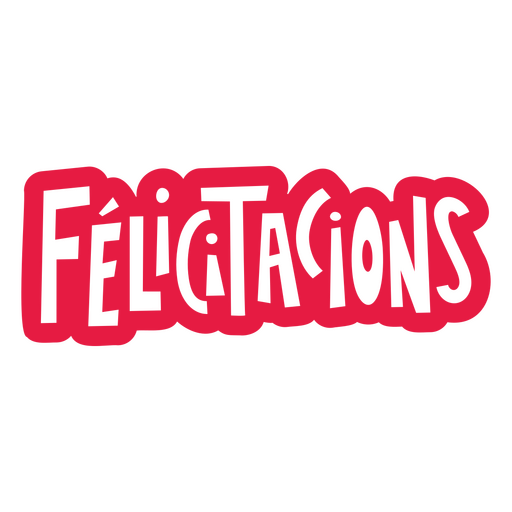 Red with the word felicitacions on it PNG Design