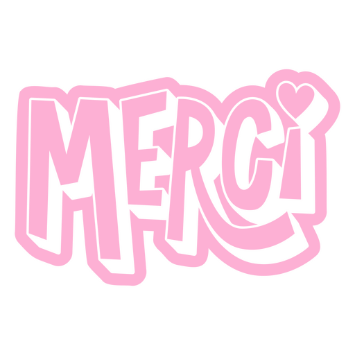 Pink sticker with the word merci on it PNG Design