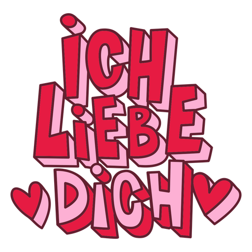 Ich liebe dich red and pink lettering PNG Design