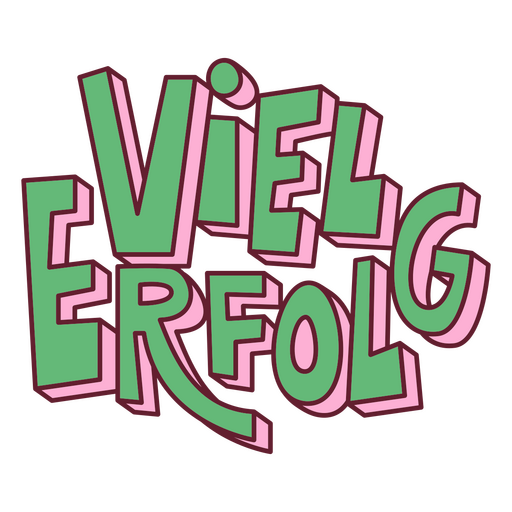 Logo verde y rosa con la palabra viel erfolg. Diseño PNG