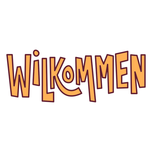 The word wilkommen orange with brown stroke PNG Design