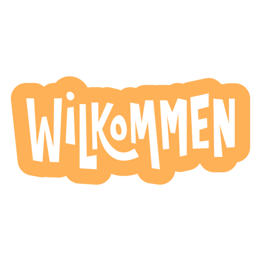 La palabra wilkommen en naranja. Diseño PNG