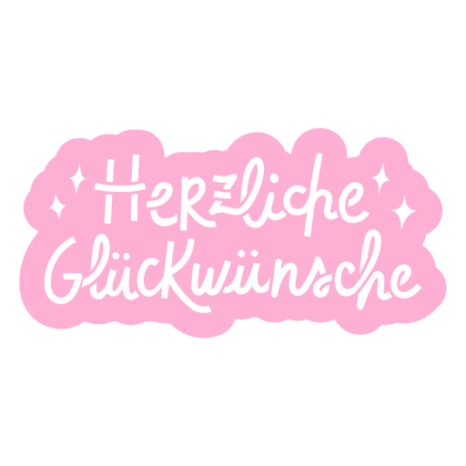 Rosafarbener Aufkleber mit der Aufschrift ?Herzliche Glückwünsche?. PNG-Design