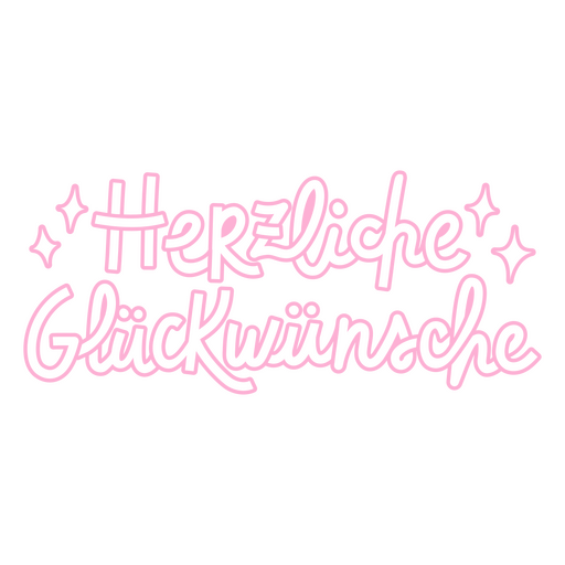 Pink lettering that reads herzliche gluckwunsche PNG Design