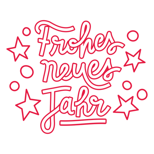 The words frohes neues jahr red lettering PNG Design