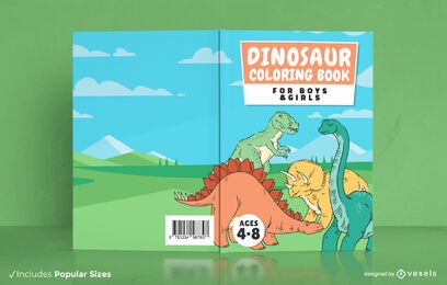 Design de capa de livro pré-histórico de dinossauros