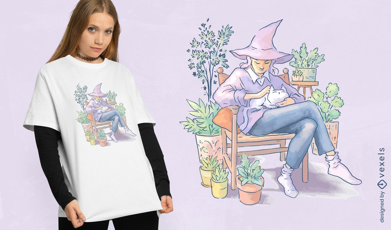 Plant witch t-shirt design