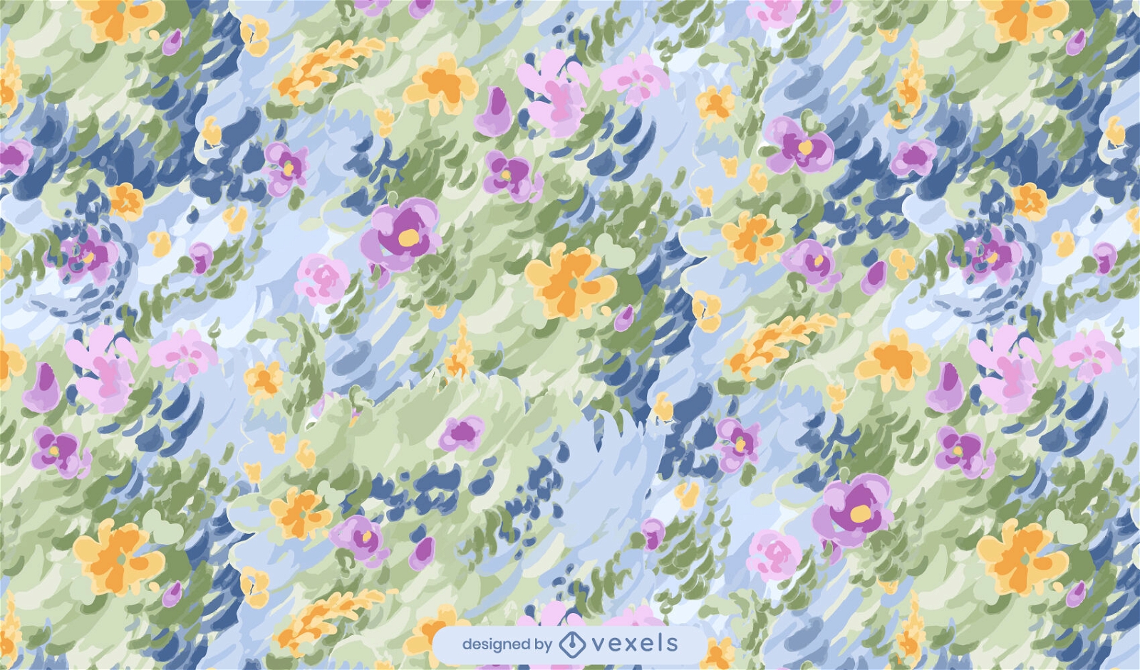 Diseño de patrón de jardín de flores impresionista