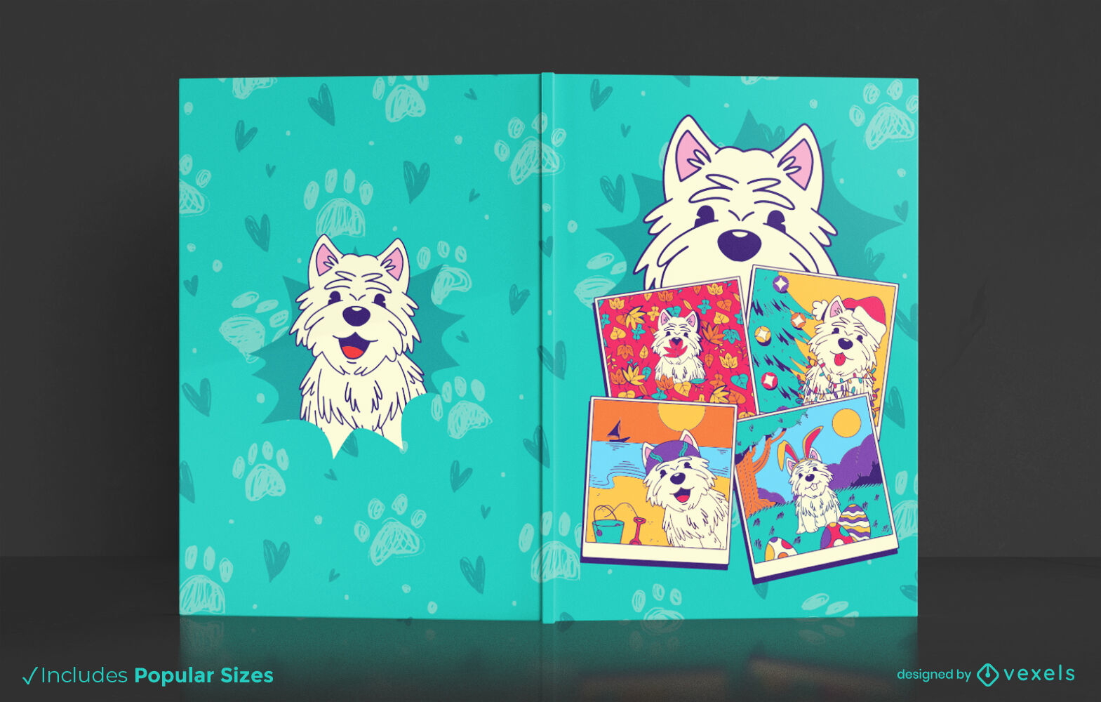 Design de capa de livro de cachorro West Highland Terrier
