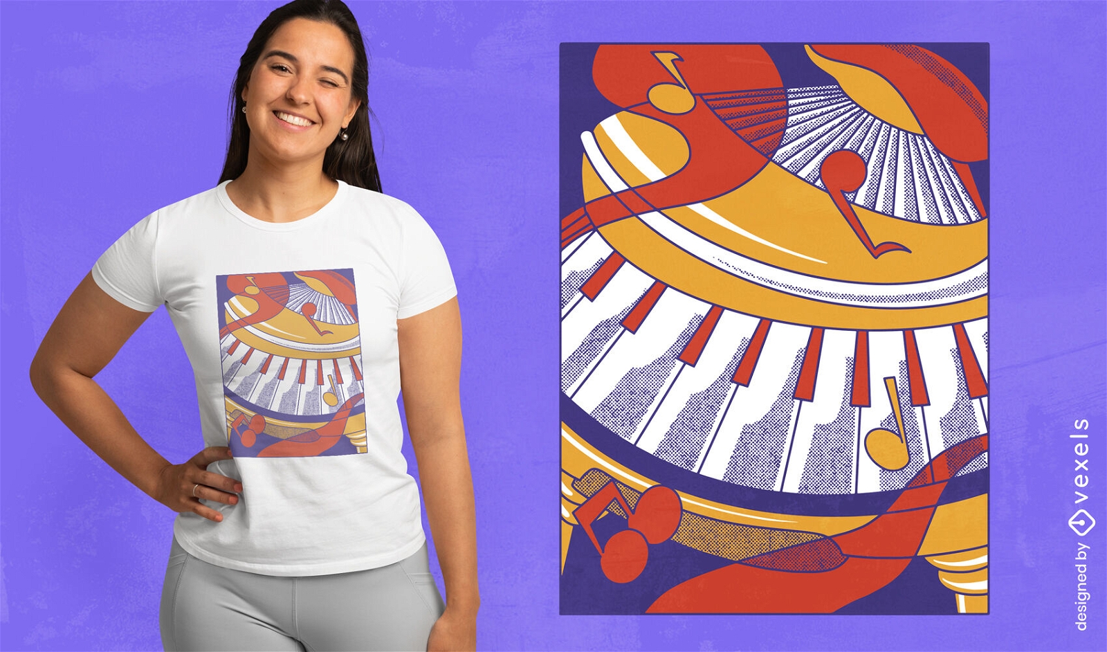 Design de camiseta abstrata de piano