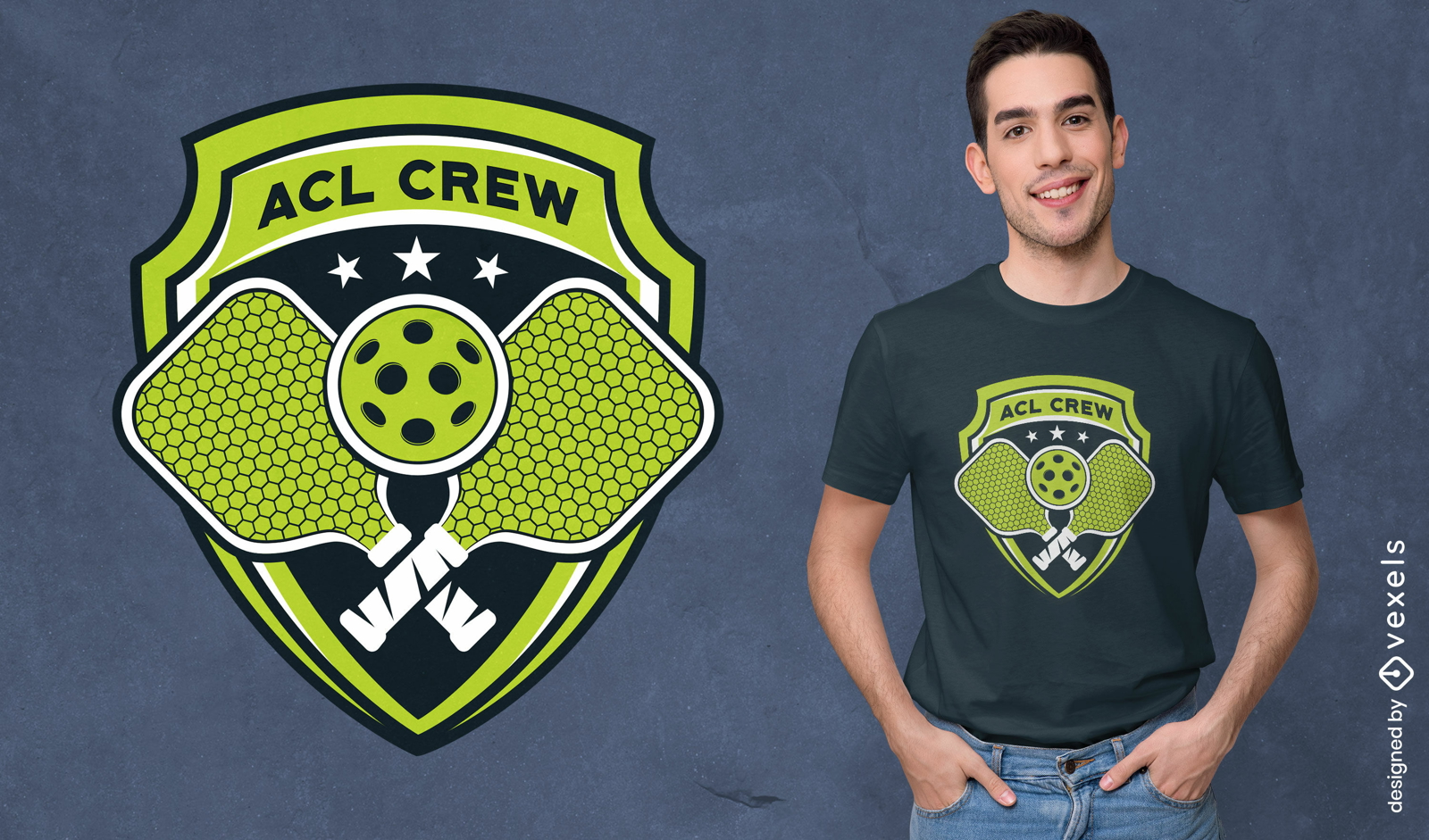 Diseño de camiseta de insignia deportiva de pickleball